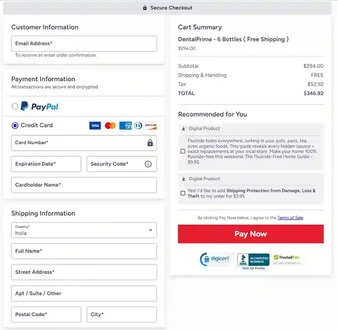 DentalPrime Order Page